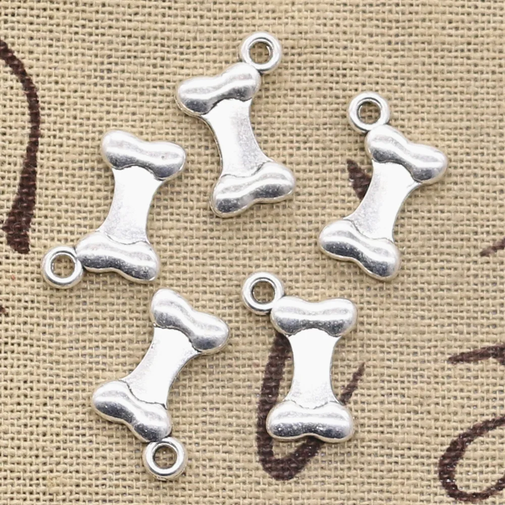 30pcs Charms Dog Bone 14x9mm Antique Silver Color Pendants DIY Crafts Making Findings Handmade Tibetan Jewelry