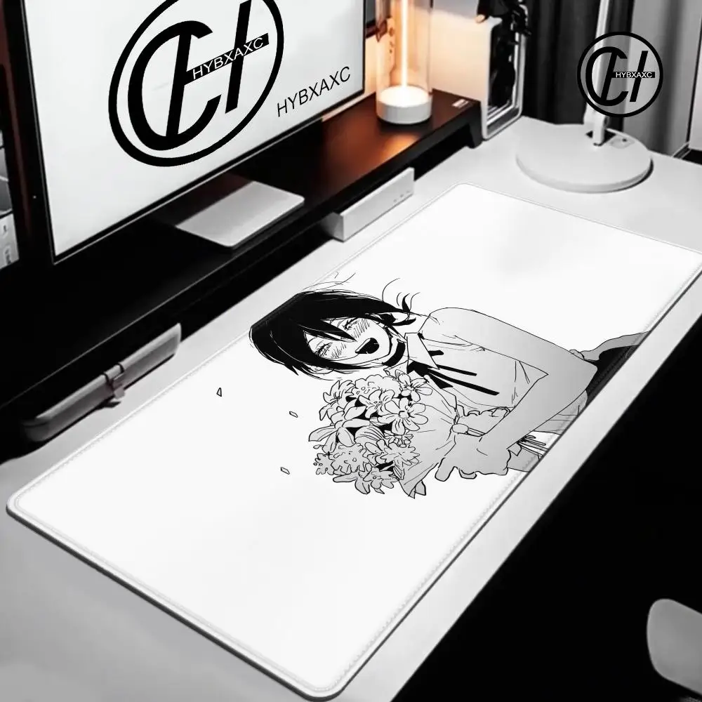 

Anime Girl Large Mouse Pad Chainsaw Man XXL Black & White Minimalist Design Non-Slip Gaming Desk Mat for Dorm Office Home