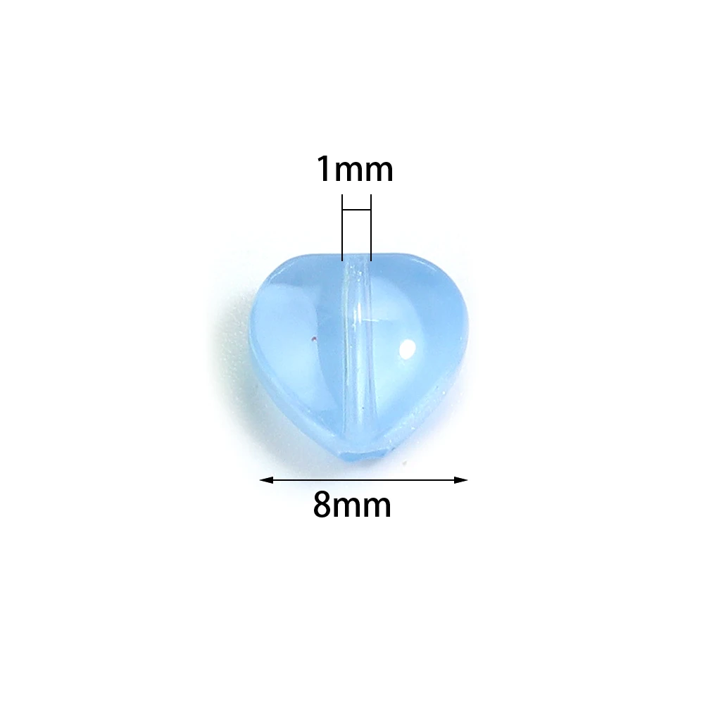 50pcs 8mm Heart Shape Glass Beads Colorful Lampwork Loose Beads For Jewelry Making DIY Bracelet Earrings Keychain Accessories