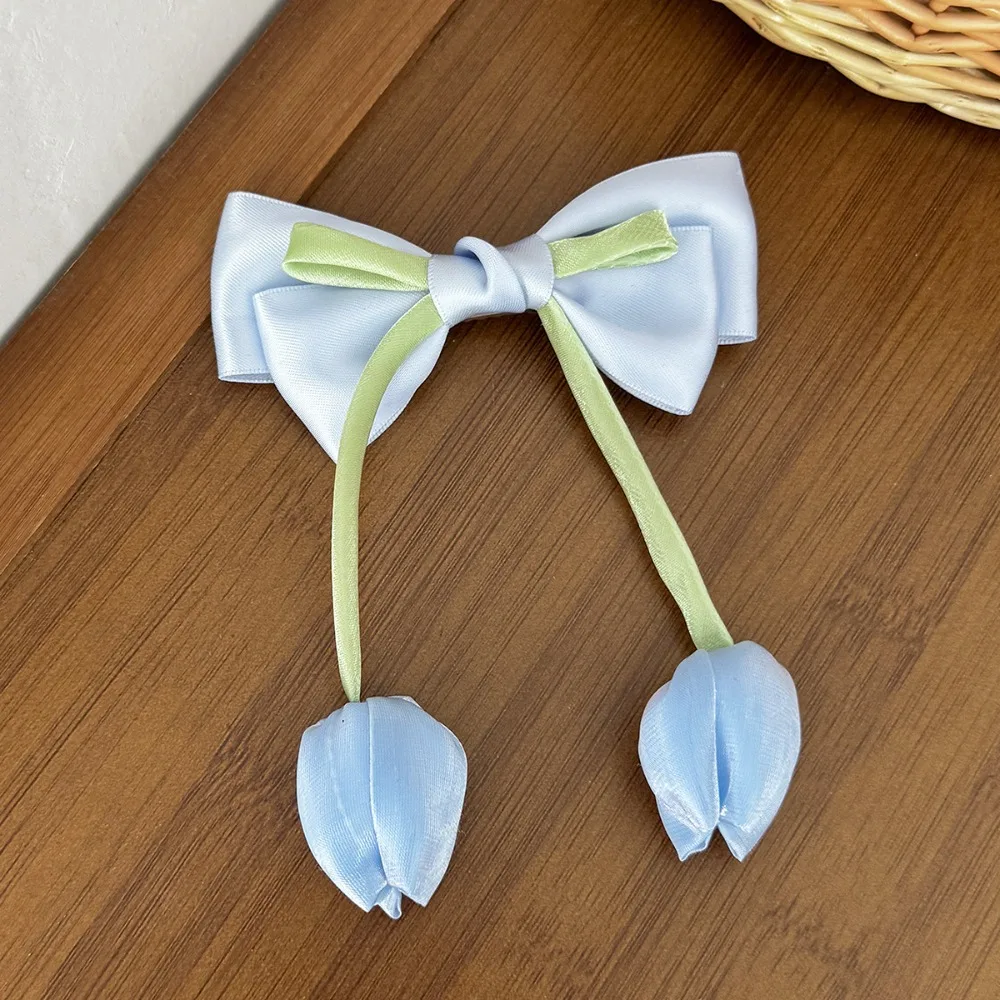 

Versatile Chiffon Tulip Hair Clips Korean Style Elegant Floral Hair Clips Sweet Pastel Flower Bow Hairpin Girl Hair Accessories