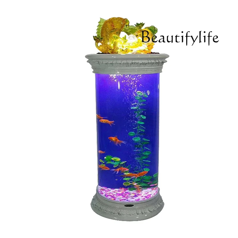 M L Fish Tank Large And Medium-sized Aquarium Ecological Desktop Glass Creative Fish Tank Living Room Free Of Water Change