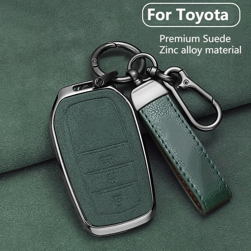 

Suede Faux Leather Car Key Case Cover For Toyota Crown Hilux Prius Camry Avalon CHR C-HR RAV4 Corolla Cross Wildlander Prado