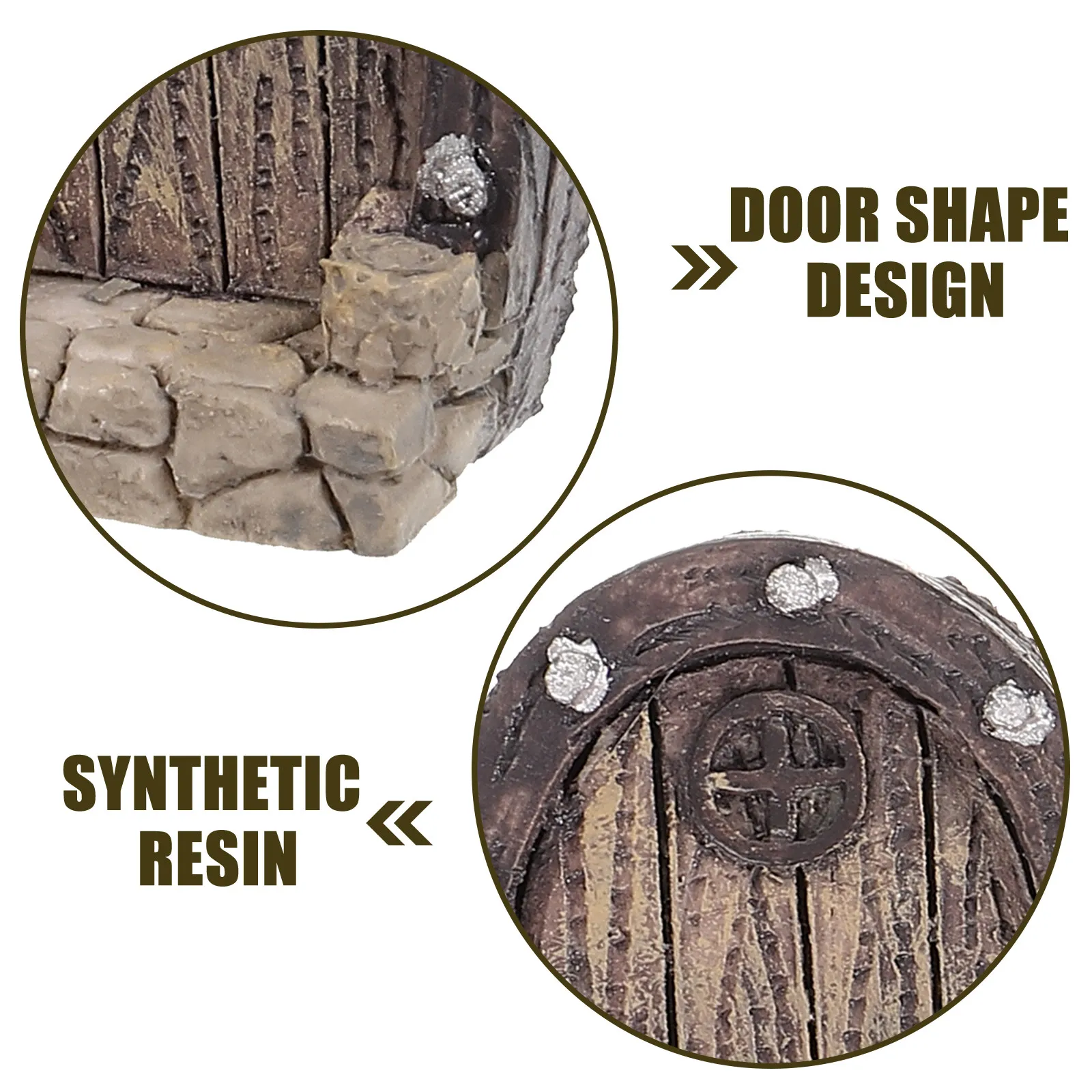 3Pcs Fairy Garden Door Miniature Resin Ornament for Micro Landscape Setup Tree Decor Outdoor Small Garden Decor Bonsai