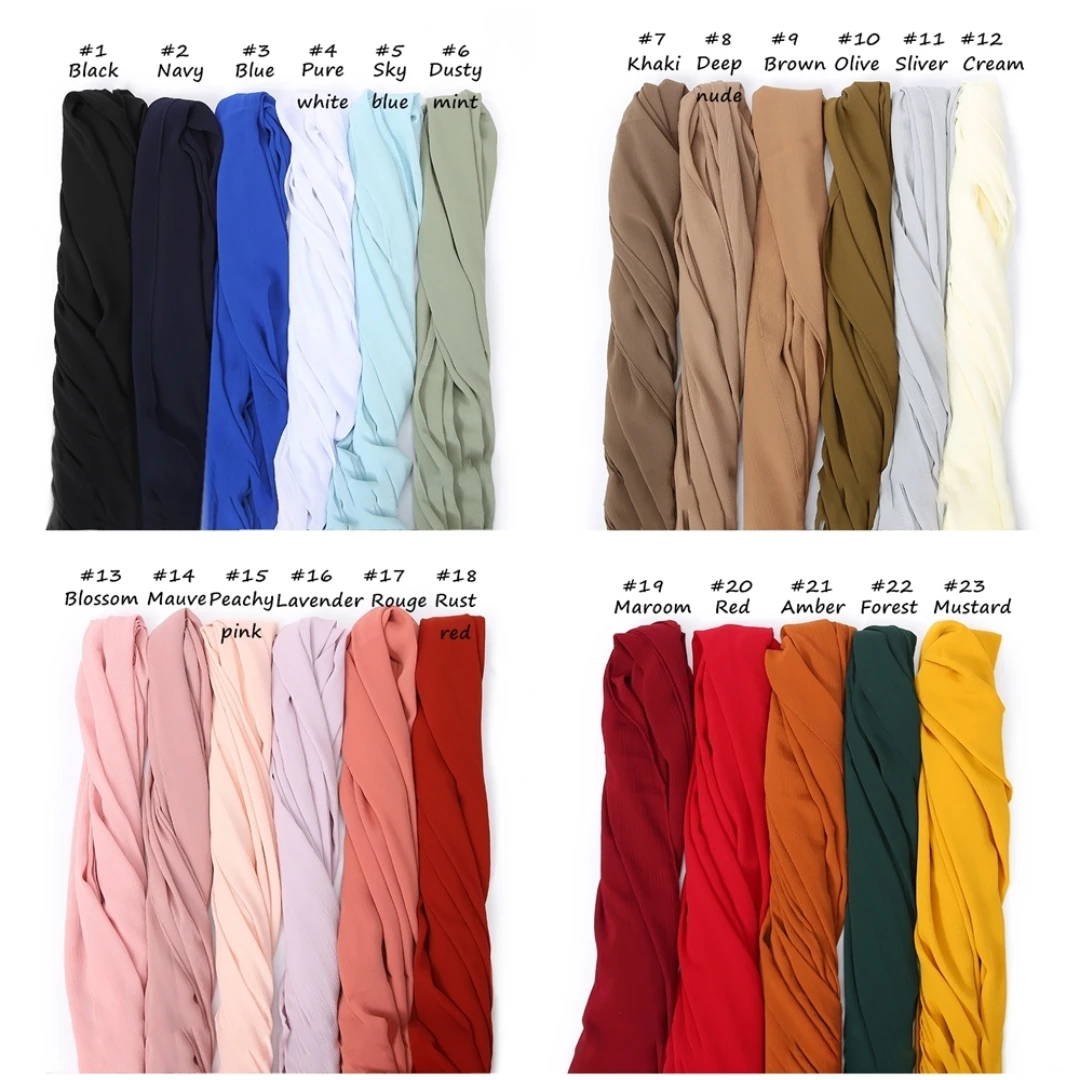 Clearance Sale High Quality Pure Color Crinkle Chiffon Scarf Foulard Muslim Hijab Women\'s Long Turban