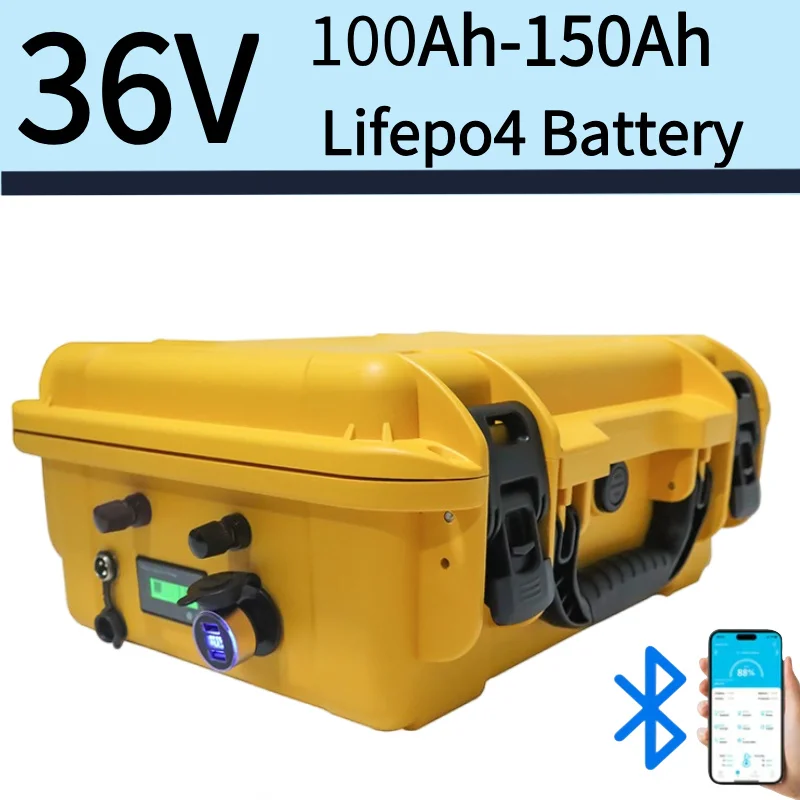 

Camping 36V 150AH lifepo4 36v 120Ah lifepo4 batería de litio bluetooth APP BMS para 4000w go cart bicicleta scooter barco + carg