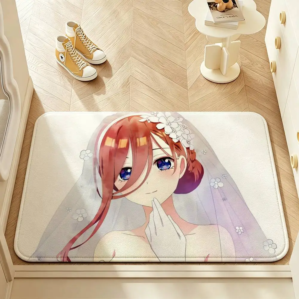 M-Miku N-Nakano The Q-Quintessential Indoor Short Plush Door Mat Anti-Slip Backing Soft Foot Mat for Entryway Bedroom
