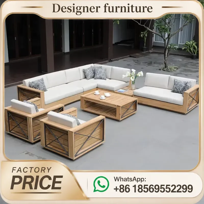 Solid Teak Wood Outdoor Sun Chair Waterproof Daybed With Cushion For Beach Balcony Villa Garden Patio Furniture