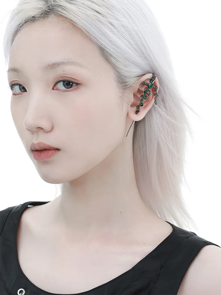 ZHUHE Piercing Ear Needle Set Cyberpunk Style For Women And Men Jewelry Accessories