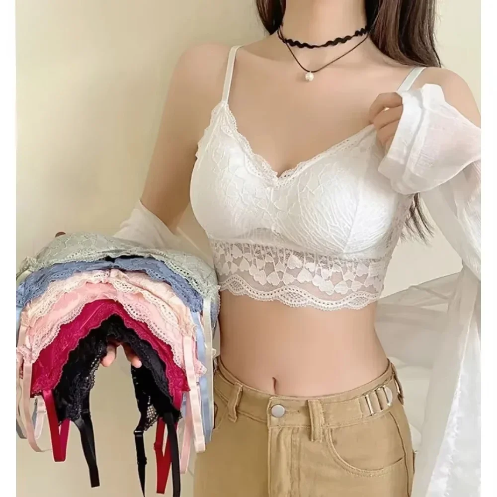 المرأة الدانتيل الصدرية مثير الجوف خارج زهرة الملابس الداخلية Bralette اللاسلكية رفع تنفس حزام مبطن سترة الملابس الداخلية الأعلى