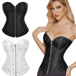 Women Ladies Daily Party Waist Push Up Corset Zipper Rain Bone Tube Top Bandeau Collar Sleeveless Fashion