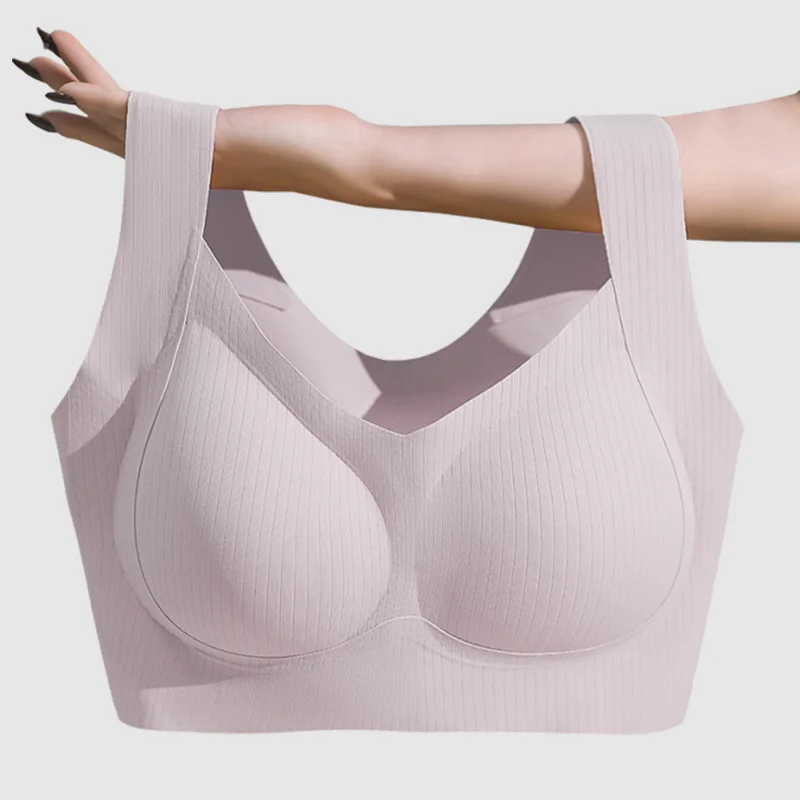 Sweat Wicking Seamless Sports Bra Elastic Padded Wireless Yoga Gym Daily Active Underwear