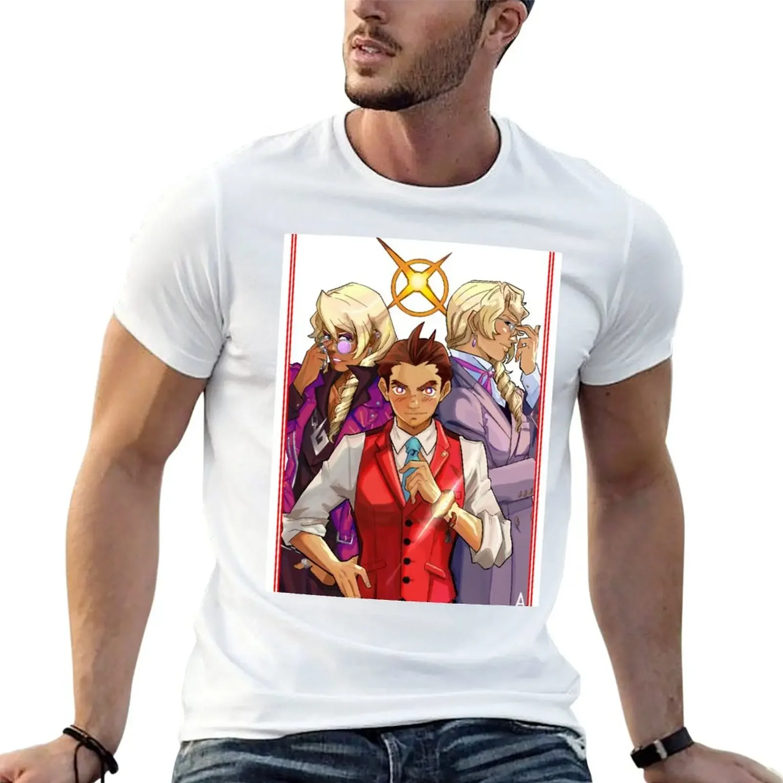 

Apollo Justice Character Poster - Ace Attorney T-Shirt anime fashion shirts customs design your own slim fit t shirts for men