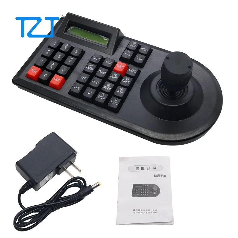 

TZT 3D PTZ CCTV Keyboard Controller Joystick for RS485 PTZ Speed Dome Camera Bracket Support Pelco-D / P protocol 3 Axis