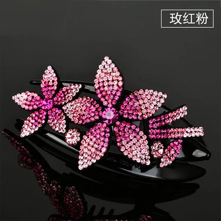 Rhinestone Hairpin Flower Leaf Butterfly Duckbill Hair Claws Retro Hair Clips Accessories For Women Shinning Ponytail Headwear