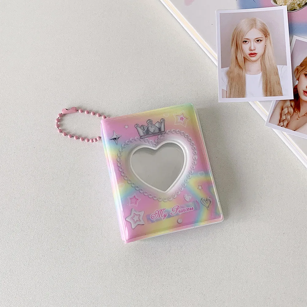 Y2K Style Crown Hollow Mini PVC Album Koreański Mini ID Photo Display Pendant Storage Book Trendy Idol Small Card Binder Mini Album