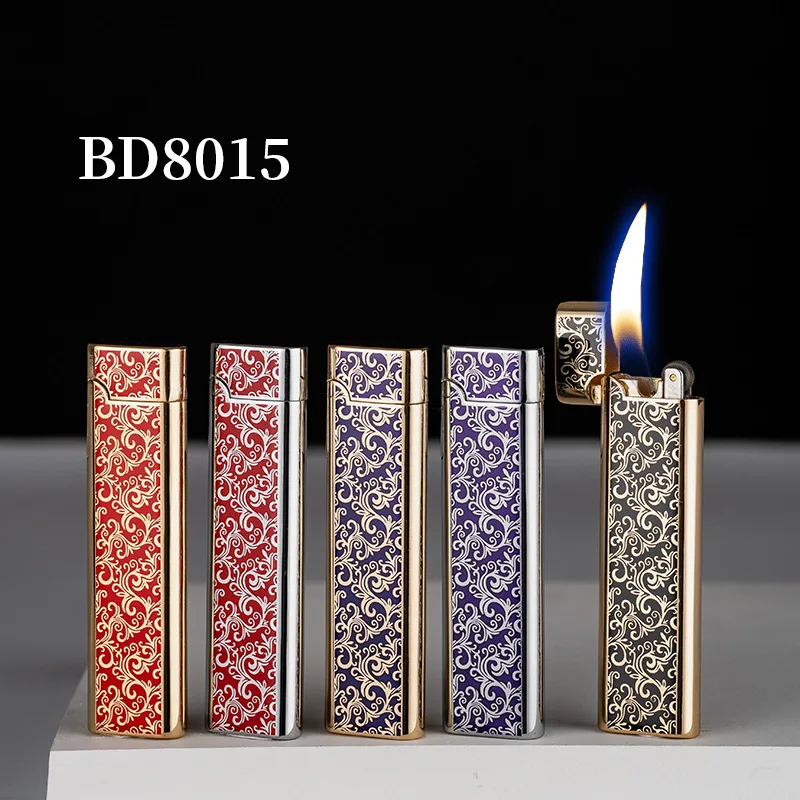 Mini Printing Inflatable Lighter Open Flame Metal Grinding Wheel Fashion Ultra-thin Portable Smoking Set Festival Gift Lighter