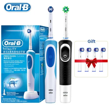 แปรงสีฟันไฟฟ้า Oral-B หมุนสั่นทําความสะอาด 3D ฟันขาวผู้ใหญ่แปรงสีฟันไฟฟ้าแบบชาร์จไฟได้หัวแปรงถอดเปลี่ยนได้