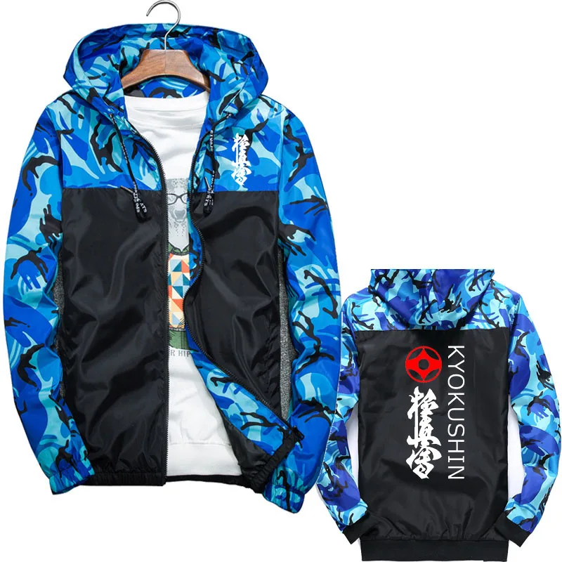 New men's sports jacket Hip Hop novelty classic men's camouflage jacket kyokushin Japanese Taekwondo Print Windproof men's coat