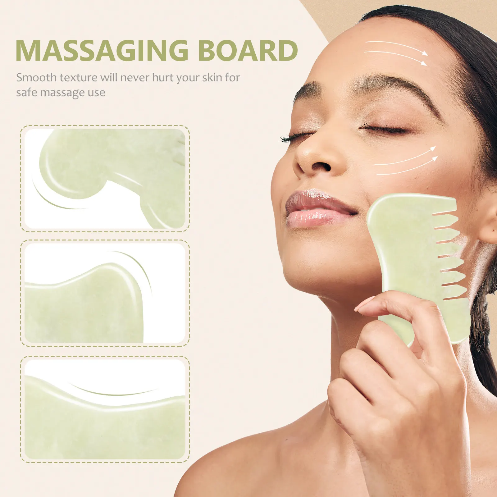 

1Pcs Gua Sha Comb Scalp Massage Stone Face Body Relaxation Tool Jade Healthy Safe Portable Gua Sha Comb Guasha Tool for Body