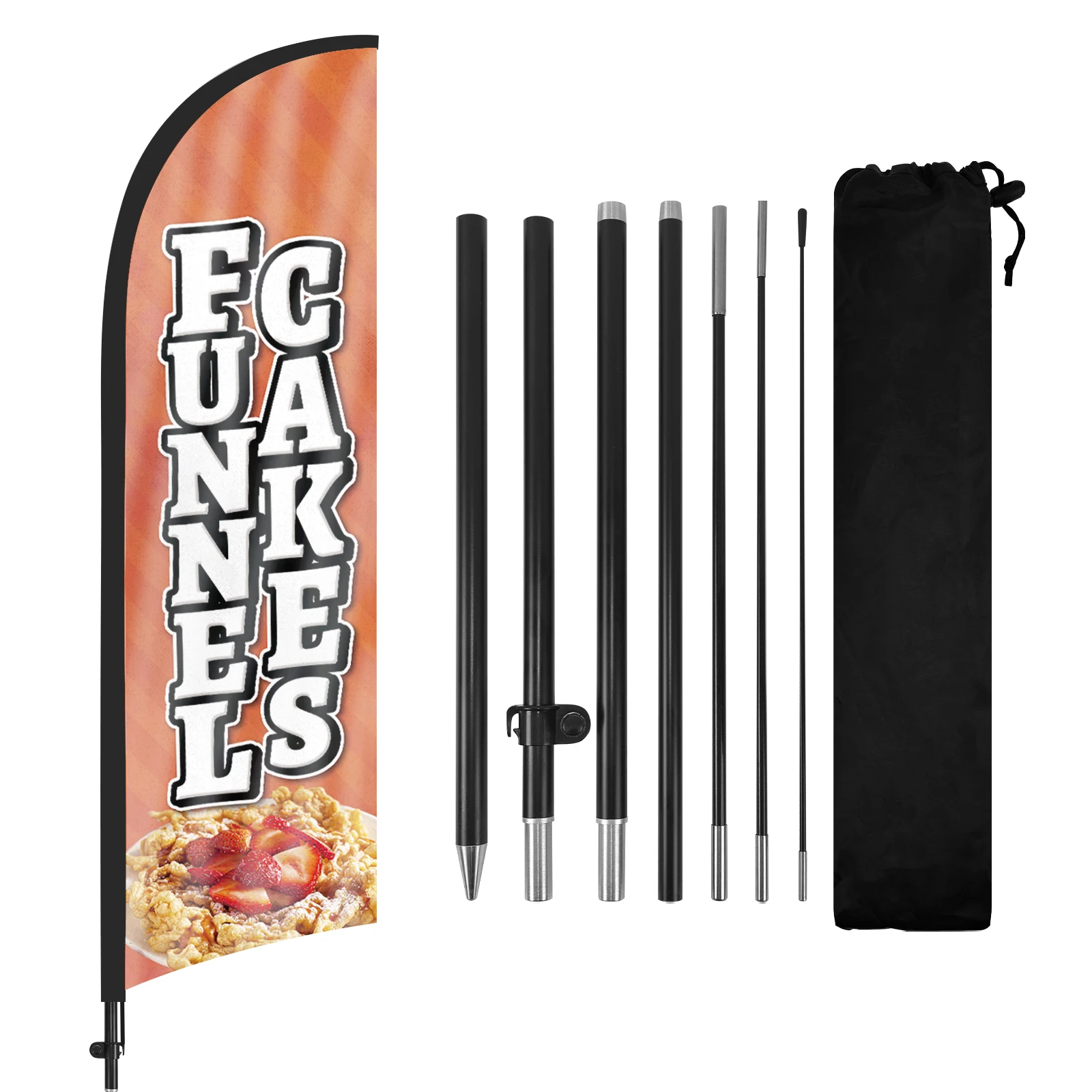 FSFLAG 1PCS 280CM The Funnel Cake Feather Flag with Flagpole Advertising Outdoor Banner Decoration for Business and Storefront