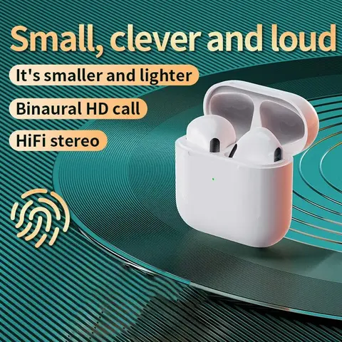 Original Air Pro4 Bluetooth 무선 헤드폰 Xiaomi Lenovo air pods pro 용 마이크 스테레오 이어 버드가있는 Bluetooth 헤드셋