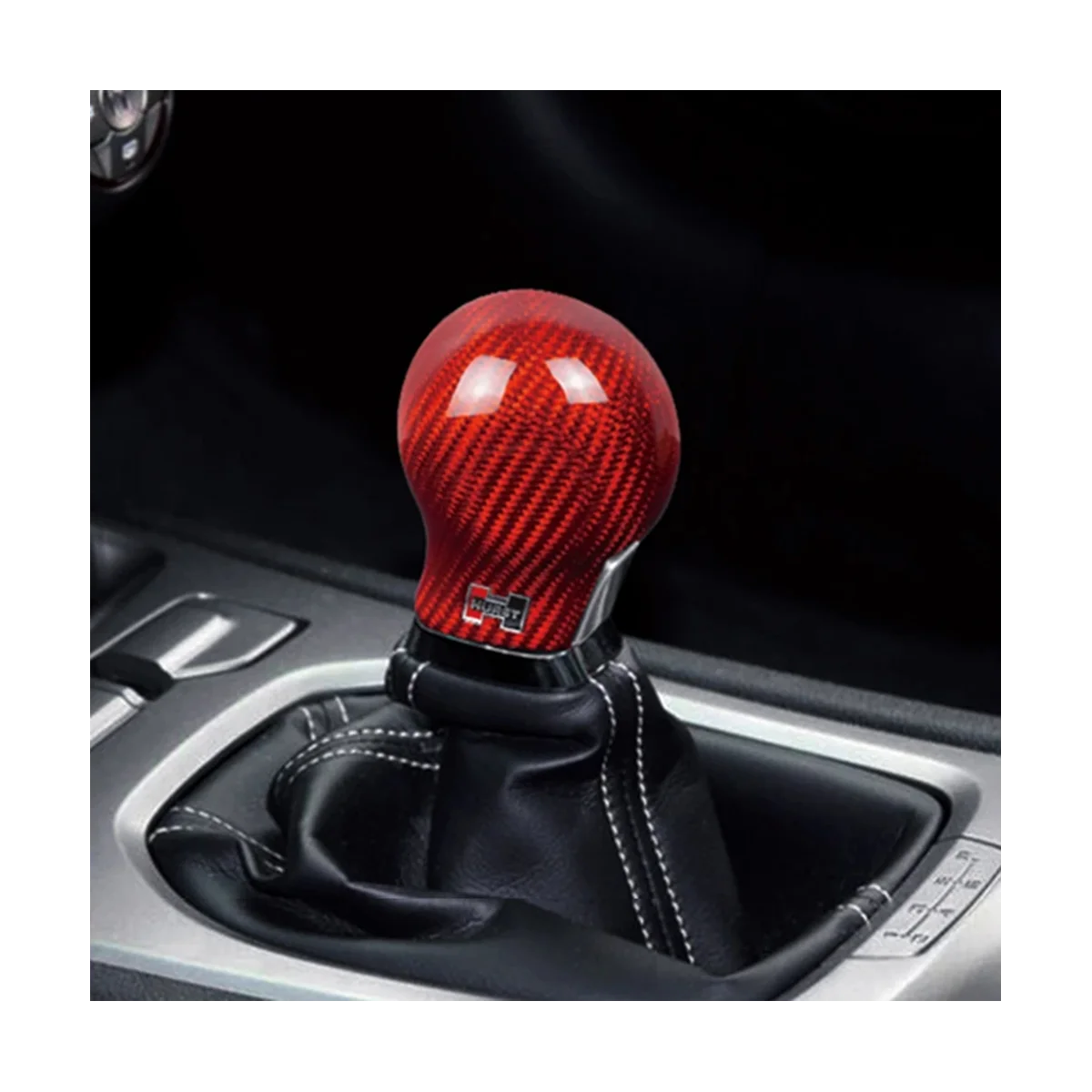 Car Gear Shift Knob Cover Trim Real Carbon Fiber Sticker for Chevrolet Camaro 2010-2015 Accessories(Red)