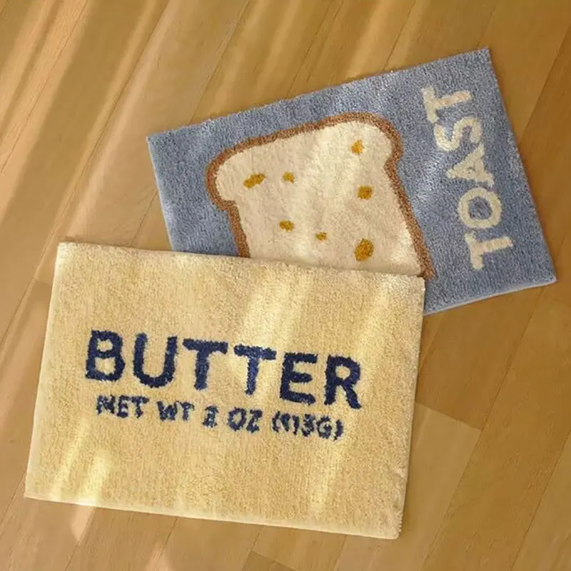 Butter Toast Tufted Rug Living Room Bedroom Bedside Carpet Bathroom Absorbent Floor Mat Room Decoration Mat
