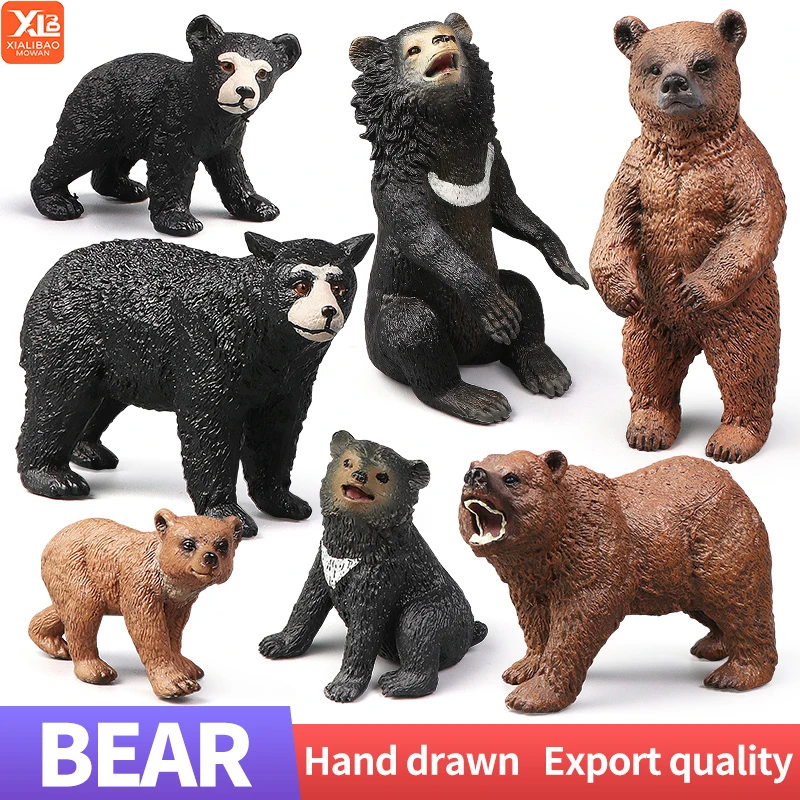 교육용 실물 모형 갈색 곰 야생 동물 액션 피규어 장난감 동물원 모델 장식 세트 어린이 선물용
