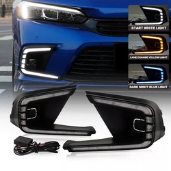 Daytime Running Light For Honda 11 TH Civic 2022 2023 2024 Fog Lamp Tri-Colors DRL With LED Light Blub For Civic Sedan LED Light