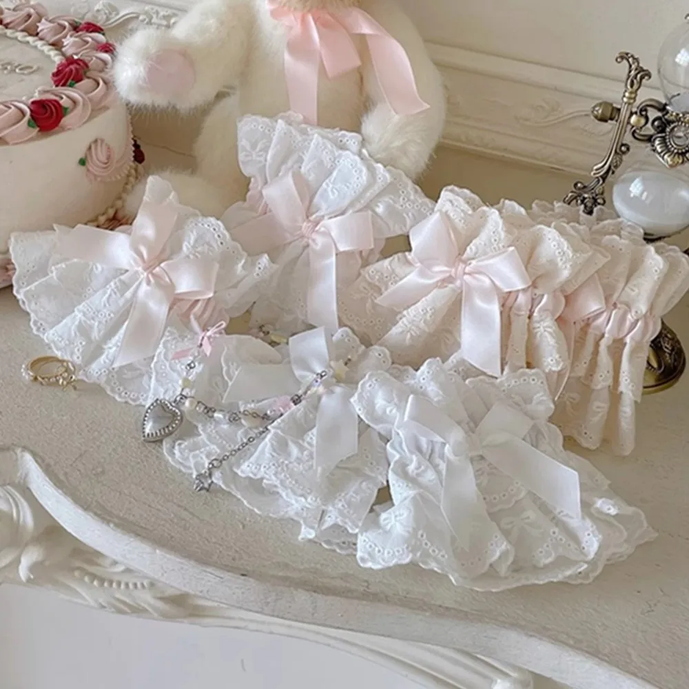 Lolita มือแขนลูกไม้ที่ถอดออกได้ Ruffled ข้อมือ Japeness Kawaii ยืดหยุ่นปลอม Cuffs สายรัดข้อมือหญิงคอสเพลย์อุปกรณ์เสริม