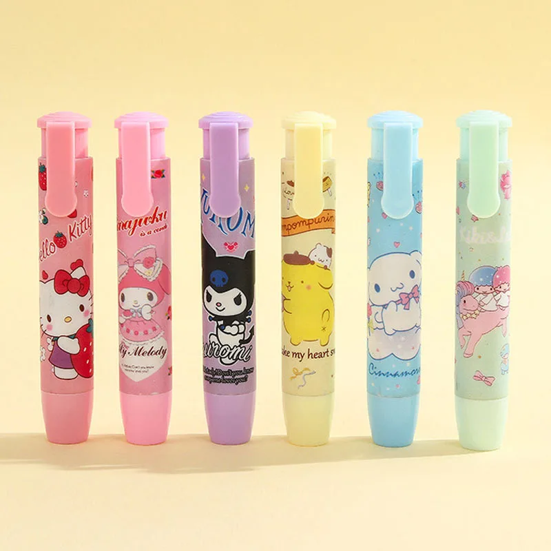 Creative Sanrio Hello Kitty Press Eraser Anime Kuromi Melody Cinnamoroll Cartoon Kawaii Stationery Gift Office School Supplies