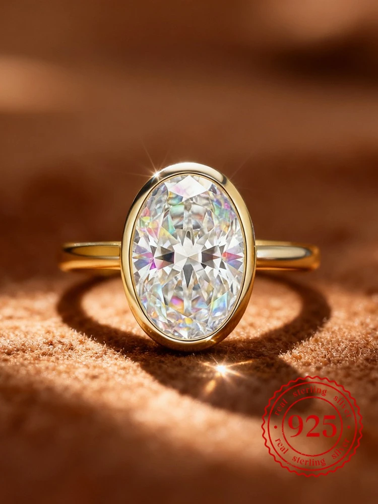 925 Sterling Silber ovaler Zirkon-Ring im minimalistischen Stil für Frauen, Jahrestag, Alltag, Party, personalisierter, hochwertiger, feiner Schmuck
