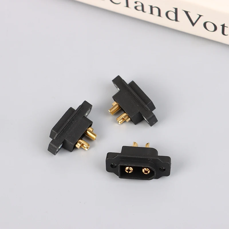 XT60EW-M/F Male And Female Waterproof Black Gold-plated Screw Hole Can Fix 3.5mm Aviation Model Lithium Battery Plug