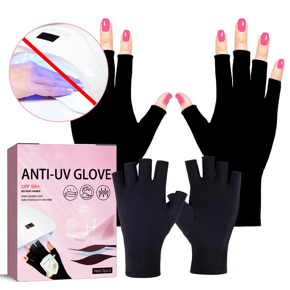 1Pair Anti UV Radiation Protection Nail Gloves LED Lamp Nail UV Protection Glove Gel Nail Dryer Light Nail Art Equipment