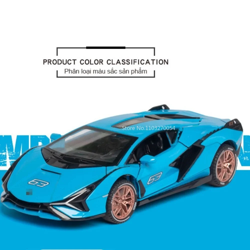 1:32 Lambor SIAN Spielzeug Modellauto Diecast Sportwagen Schere Tür Gummireifen Sound Licht Zurückziehen Spielzeugkollektion für Jungen Geschenke