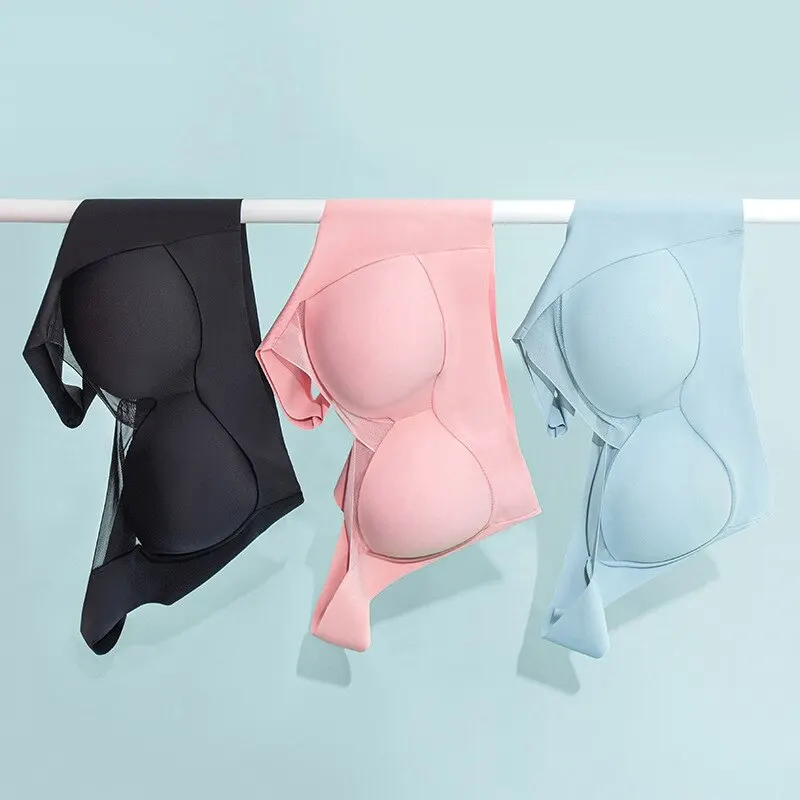 3pcs Scarless Bra Underwear Seamless Sexy Large Size Top Comfort Lingerie Wrapped Chest Gathering No Steel Ring Sports Underwear