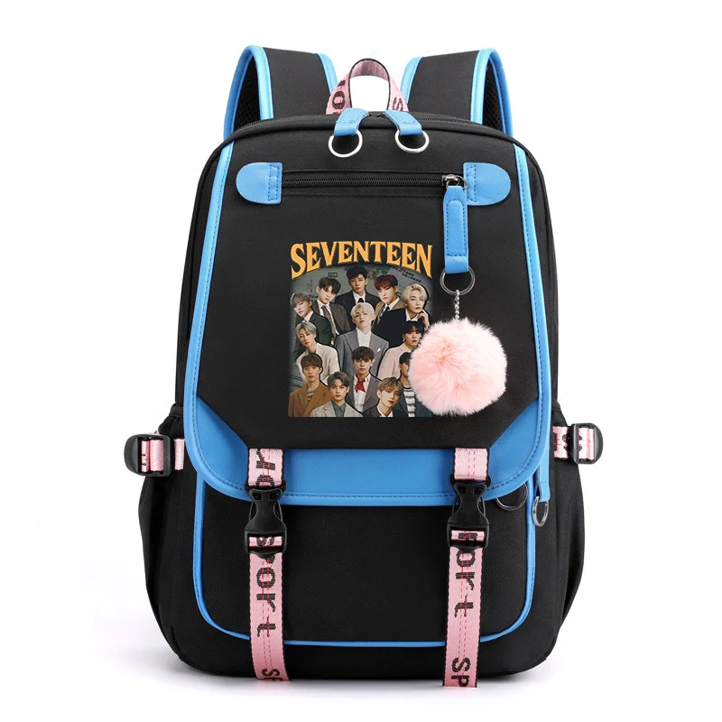 

New Fashion Korean K-POP Group Pattern Backpack Teenagers Street Cool K-pop Elements Backpack USB Backpacks