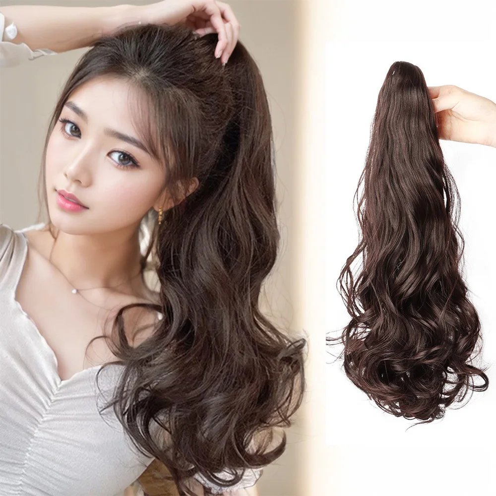 

Синтетический длинный вьющийся хвостик, зажим для когтей, термостойкое волокно, шиньон для женщин, повседневная вечеринка, косплей