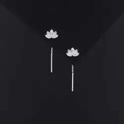 Vintage Long Wire Tassel Thread Lotus Pendants Drop Earrings for Women Straight Hanging Hypoallergenic Ear Jewelry Party Gift