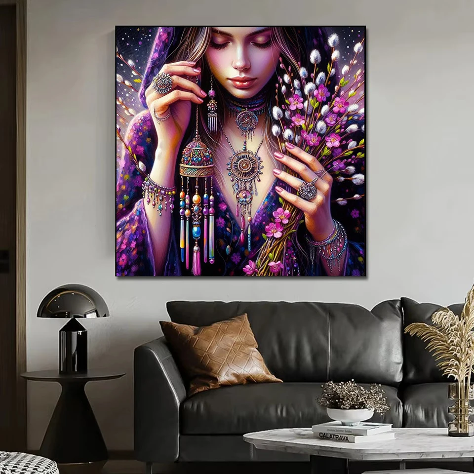 Full Diamond Painting Flower Woman Beautiful Tattoo DIY Fantasy Girl Portrait Diamond Mosaic Craft Kit Home Decor Handmade Gift