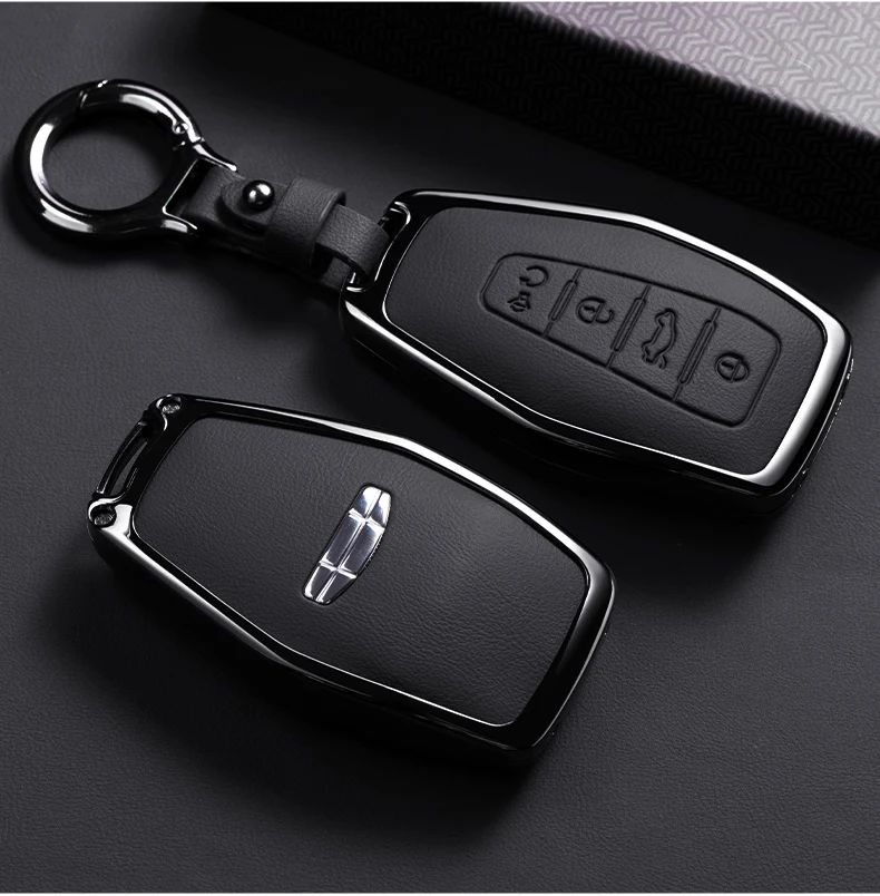 Auto Zink-legierung Leder Schlüssel Fall Abdeckung Halter Kette Für Geely Okavango Coolray Atlas Monjaro Tugella Emgrand GT S Proton X50 X70 – Detail 4