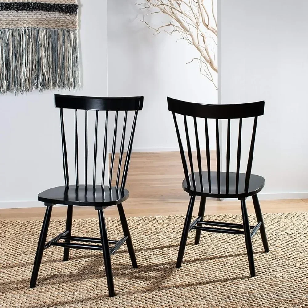 

American Homes Collection Parker Country Farmhouse Wood Black Spindle Side Chair Dining Chairs(Set of 2)