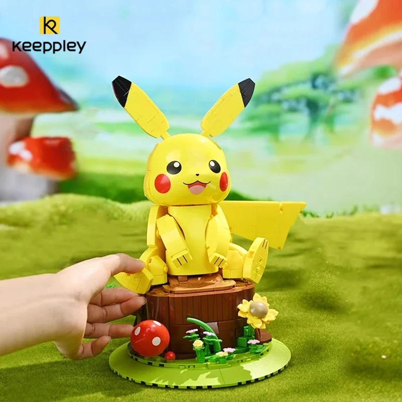 Keeppley Pokémon blocos de construção tamanho grande Pikachu montado modelo ornamentos animação coleção periférica brinquedos feitos à mão