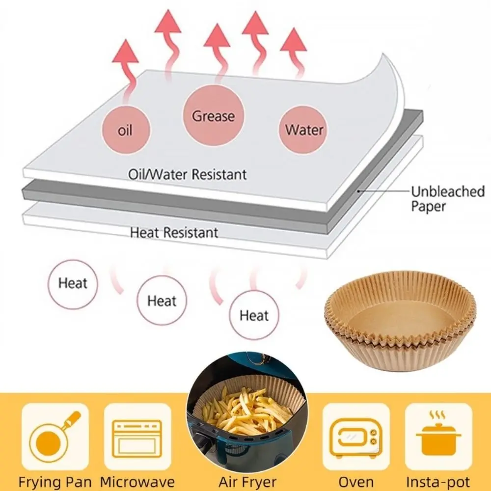 20/50/100Pcs New Disposable Air Fryer Paper Non-Stick Oil Proof Frying Paper Waterproof Baking Paper for Steamer Muffin Cupcake