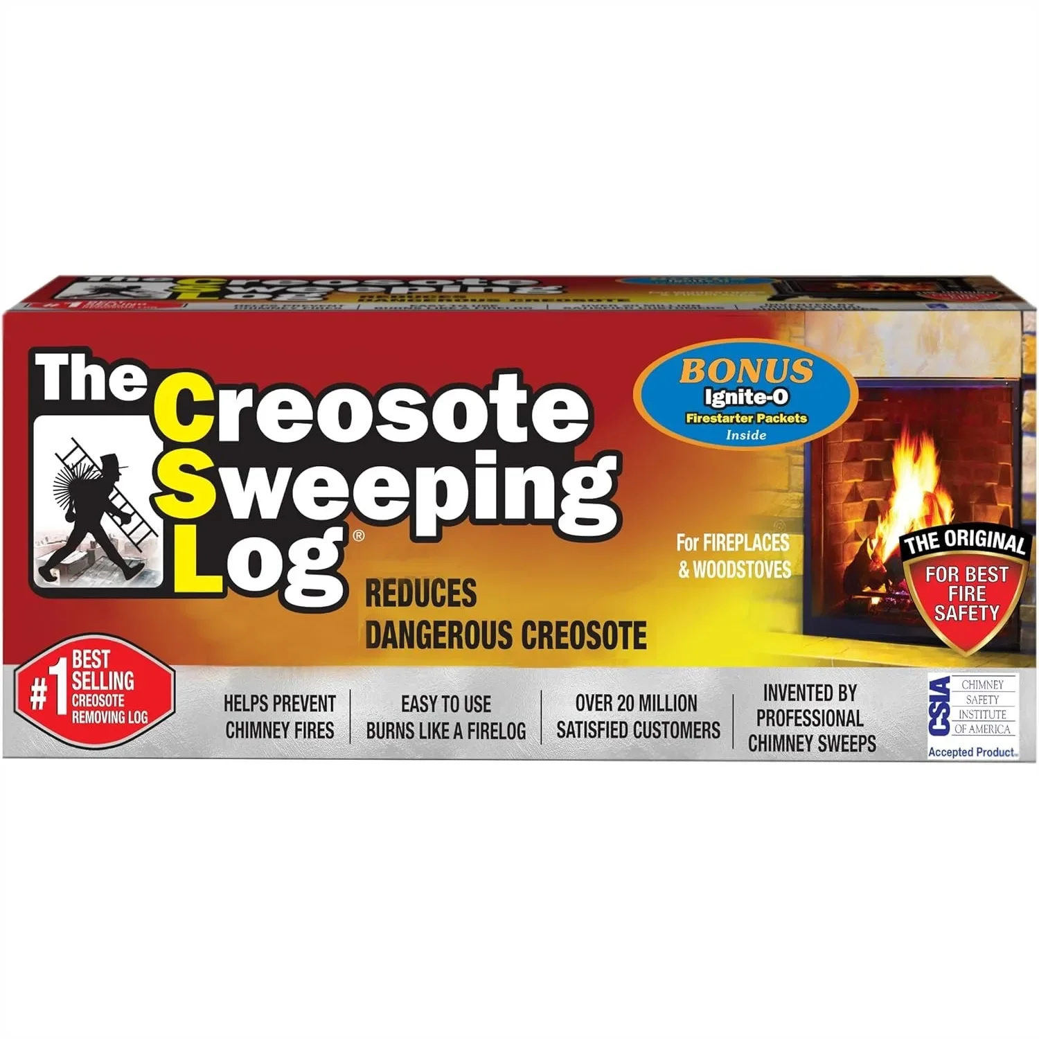 Chimney Sweeping Log For Fireplace And Wood Stove Creosote Remover Firelog With Bonus Fire Starter