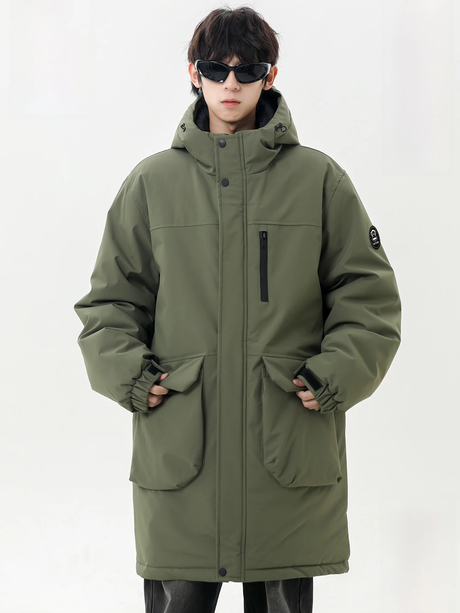 

PaulFrank Thiened Warmth Long Hooded Jaet Men's Winter Casual Outerwear Polyester Filling Youth Faion Polyester Fabric