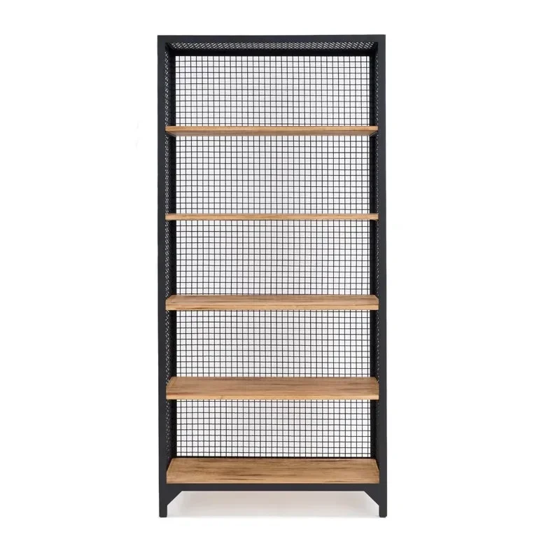 Solid wood iron display rack, home living room bookstore bookshelf multi-storey office storage multi-level shelf