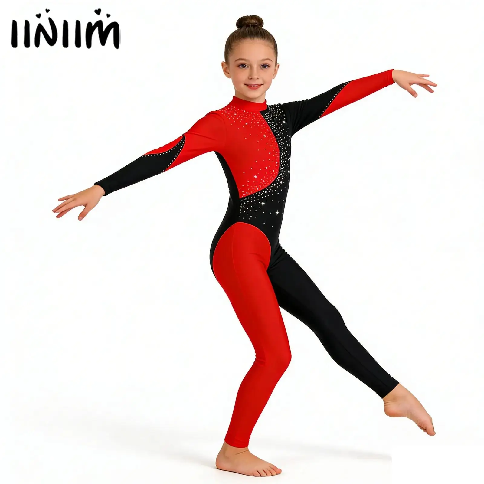 Crianças meninas ballet collants tutu patinação unitards traje brilhante strass ginástica collants patinação artística macacão