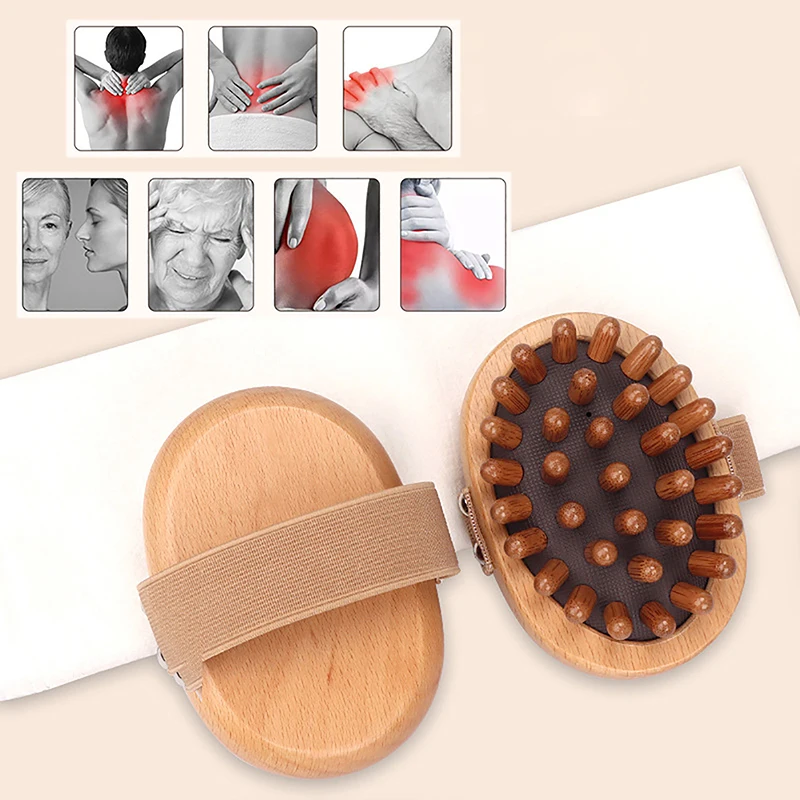 

Wooden Massager Body Brush Hand-Held Cellulite Reduction Portable Relieve Tense Muscles Natural Wood Head Scalp Massage Tool