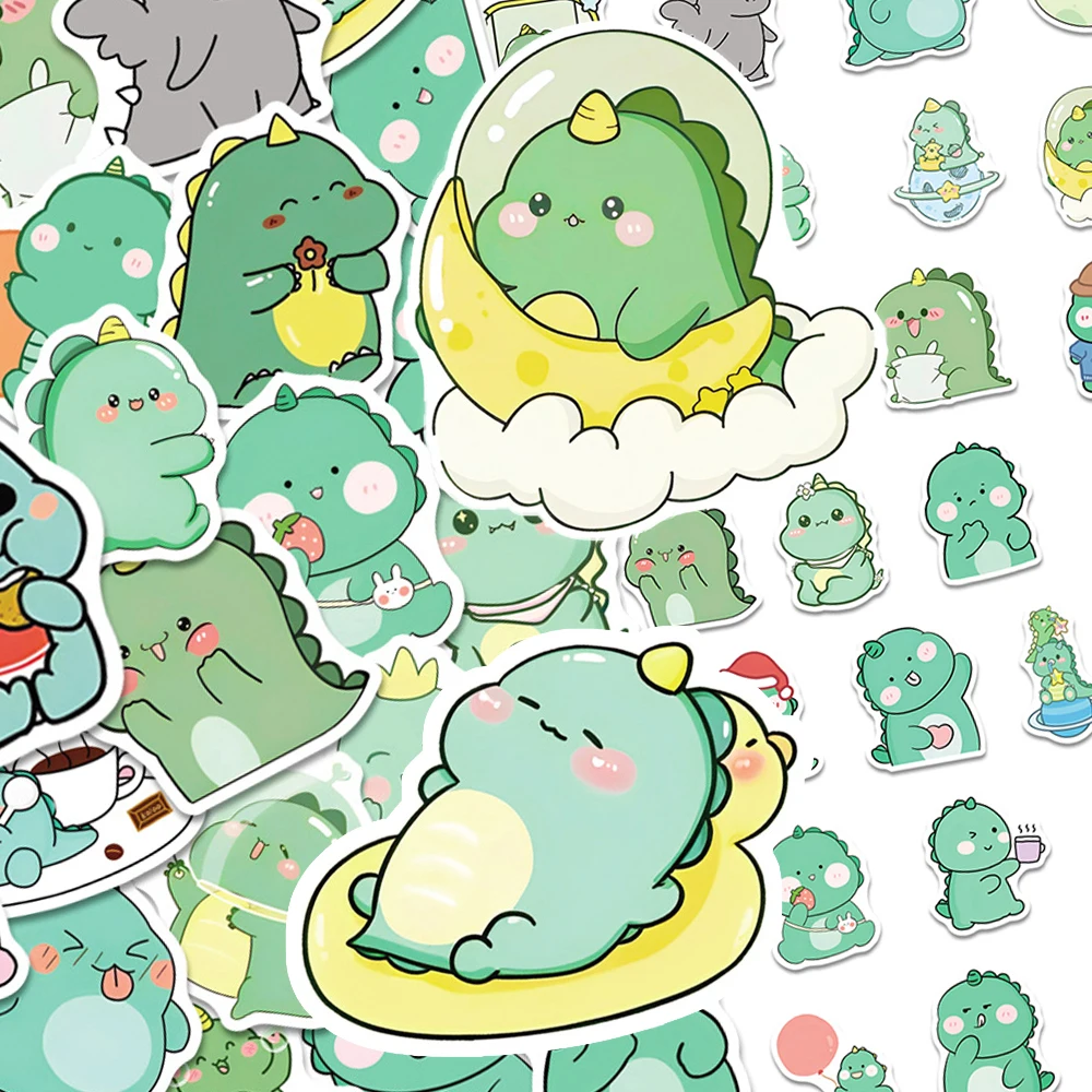 10/30/50/100 ชิ้นไดโนเสาร์น่ารักอะนิเมะสติกเกอร์คาวาอิสร้างสรรค์สติกเกอร์ไดอารี่สมุดภาพรถโทรศัพท์สัตว์การ์ตูนสติ๊กเกอร์ของเล่น
